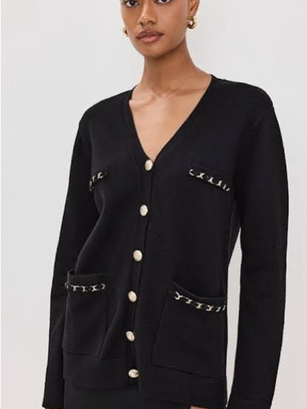 Endless Rose Black Cardigan with Gold Buttons